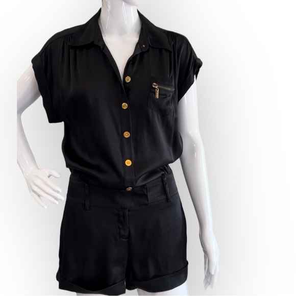 Marciano Black Stretch Silk Romper - Picture 4 of 13